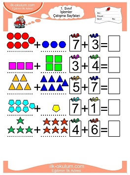 Çocuklar İçin toplam işlemi yaprak testleri 